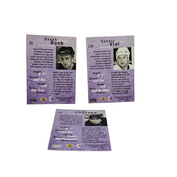 3 Vintage Upper Deck Be A Player Ottawa Collectible Hockey Trading Cards - Picture 2 of 9